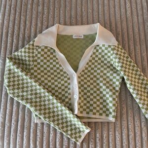 Vestique Green and White Checkered Cardigan - St Pattys